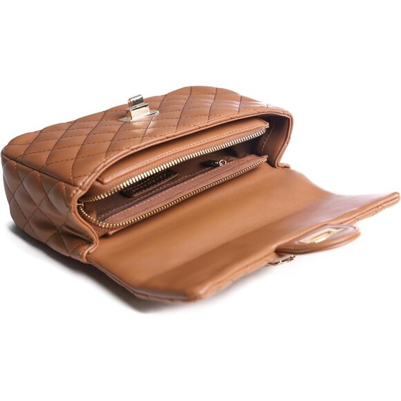 Vegan Leather Crossbody Bag Small Shoulder Satchel with Adjustable Strap - Picture 3 of 6